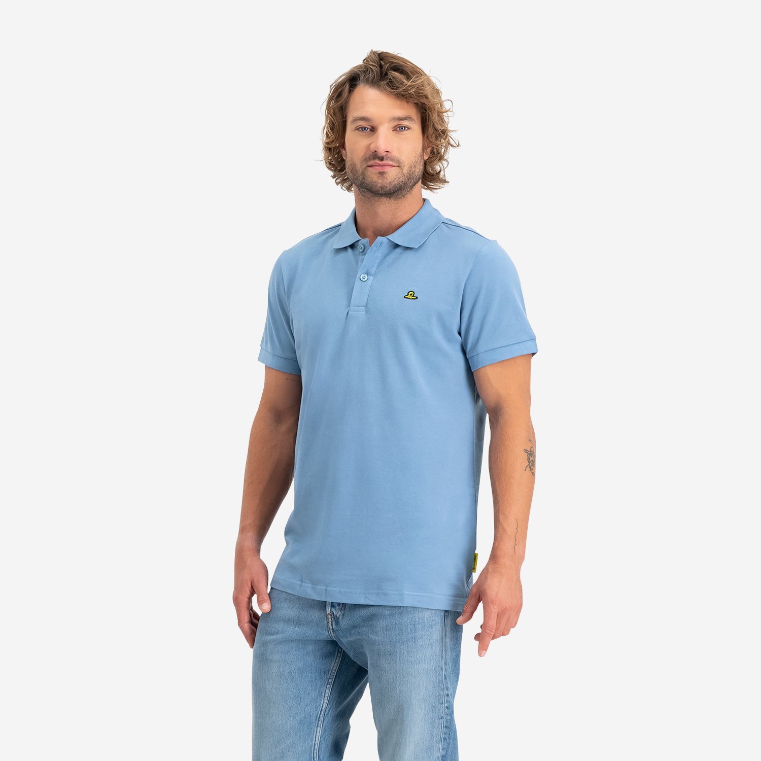 Polo Piqué Heren Staalblauw