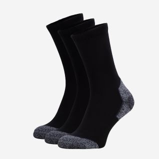 NOMAD organic cotton hiking socks 3-pack in black with grey toes and heels.