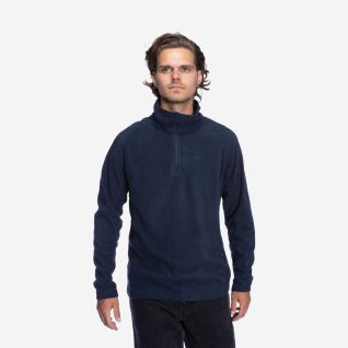 NOMAD fleece pullover for men in dark blue with a half zip and stand-up collar