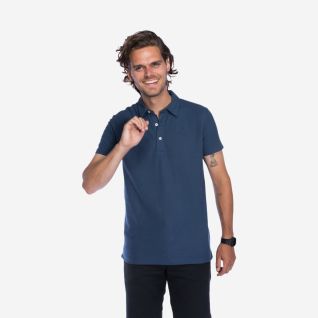 NOMAD heren polo in donkerblauw met korte mouwen en kraag voor outdooractiviteiten