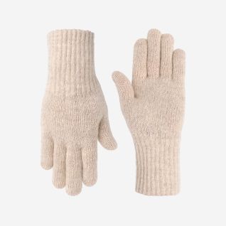 NOMAD Turoa women's beige knitted gloves with ribbed cuffs
