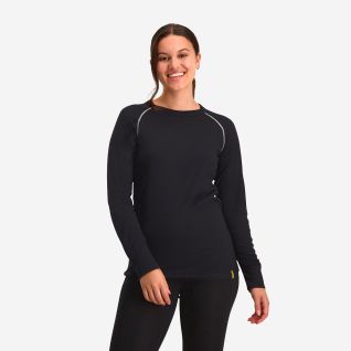 NOMAD dames lightweight thermal longsleeve in zwart met lange mouwen en ronde hals