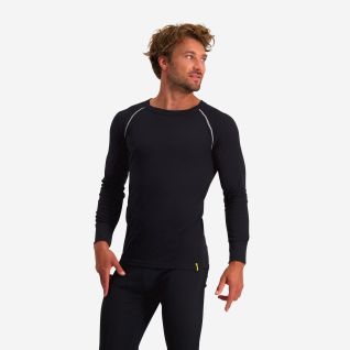 NOMAD lichtgewicht thermisch heren longsleeve zwart met lange mouwen en ronde hals