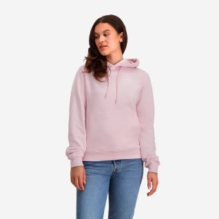 NOMAD Rolleston women’s hoodie in light pink with hood and kangaroo pocket.