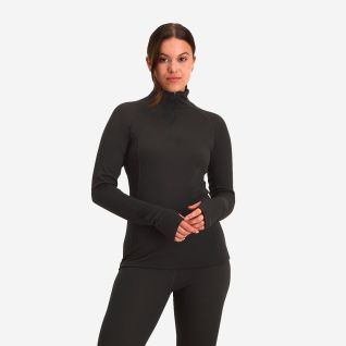 NOMAD dames Rough Zip-Neck Thermo Control longsleeve in zwart met halve rits en lange mouwen