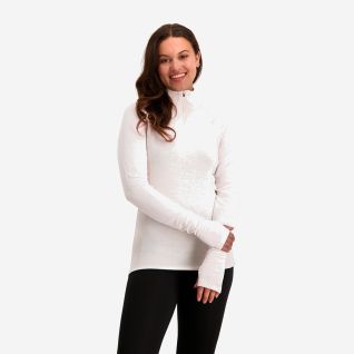NOMAD Rough Zip-Neck Thermo Control longsleeve dames in amandelkleur met duimgaten en hoge kraag