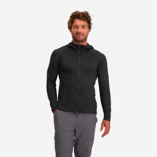NOMAD stretch vest voor heren in zwart met capuchon en lange mouwen voor outdooractiviteiten