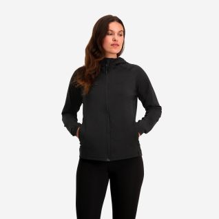 NOMAD stretch vest dames in zwart met capuchon en ritssluiting lange mouwen outdoor kleding