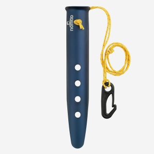 NOMAD aluminium sneeuw en zand haring in donkerblauw met gele lijn en haak voor kamperen set van 8 stuks