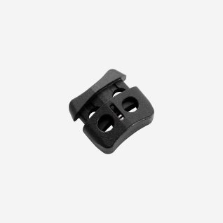 NOMAD black cord stopper with double opening for outdoor gear and accessories