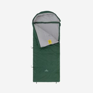 NOMAD Triple-S Premium Junior Sleeping Bag in Trekking Green with Hood and Grey Lining