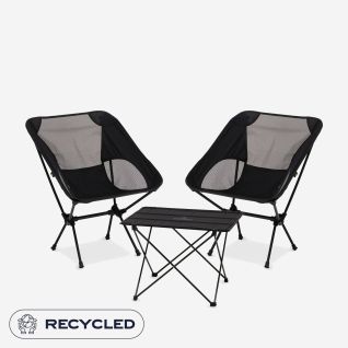 NOMAD Sarek Compact set with two black compact chairs and a black foldable Amosen table