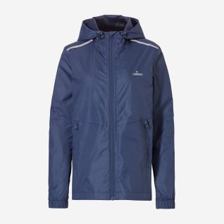 NOMAD women’s navy raincoat with hood and zipper, waterproof and lightweight outdoor jacket