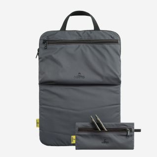 NOMAD Premium 15.6-inch laptop sleeve in gray with an extra pouch and zipper closure