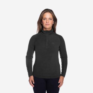 NOMAD dames fleece trui zwart met halve rits en hoge kraag voor outdoor activiteiten