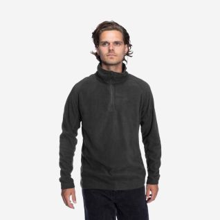 NOMAD fleece trui voor heren in zwart met halve rits en lange mouwen