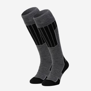 NOMAD ski sokken essential 2-pack in midden grijs met zwart accent voor outdoor en wintersportactiviteiten