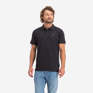 NOMAD men's black piqué polo with short sleeves and a collar