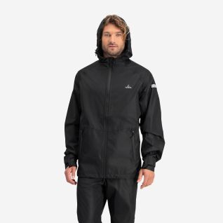 NOMAD Premium Men's Black Rain Jacket with Hood and Zipper for Outdoor Activities