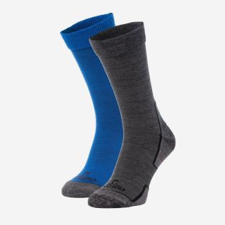 NOMAD winter hiking socks 2-pack in dark gray and blue for outdoor activities