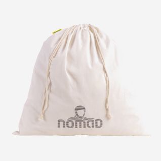 NOMAD beige organic cotton laundry bag with drawstring and front logo