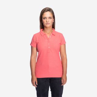 NOMAD dames polo in koraalroze met korte mouwen en knoopsluiting vooraan
