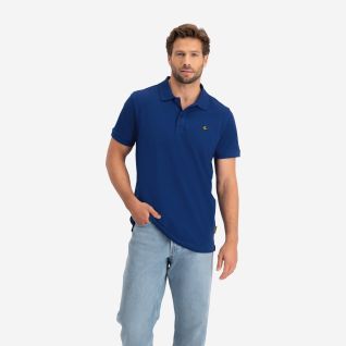 NOMAD men's blue piqué polo shirt with short sleeves and collar