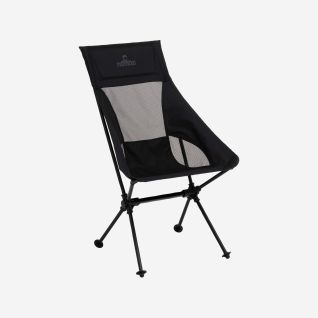 NOMAD Sarek Comfort camping chair in black with a lightweight frame and breathable mesh backrest