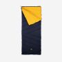 NOMAD Bronco sleeping bag in dark blue with yellow lining, rectangular design, fully extended