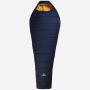 NOMAD Inca 1200 sleeping bag in dark blue in compression sack next to NOMAD metal mug.