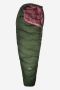 NOMAD Orion 400 SC sleeping bag in dill green with shiny fabric used by a person in the outdoors.