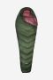 NOMAD Orion 180 S mummy sleeping bag in dill green with pink interior and side zipper