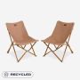 Set van twee NOMAD Mando Lounge stoelen in dark sand kleur met houten frame en gerecyclede stof
