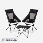 NOMAD set met twee Sarek Comfort stoelen en één Amosen tafel van lichtgewicht zwart materiaal