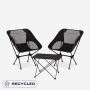 NOMAD set Sarek Compact met twee zwarte compacte stoelen en een zwarte opvouwbare Amosen tafel