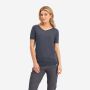 NOMAD dames pure merinowol T-shirt in graphite kleur met korte mouwen en V-hals