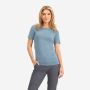 NOMAD dames pure merino T-shirt in licht denimblauw met korte mouwen en ronde hals