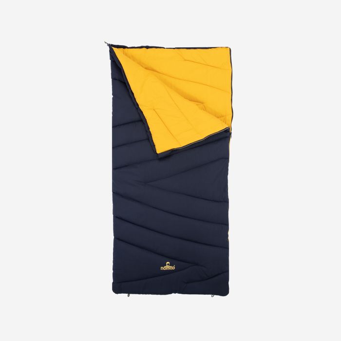 NOMAD Bronco Junior rectangular children’s sleeping bag in dark blue with yellow lining