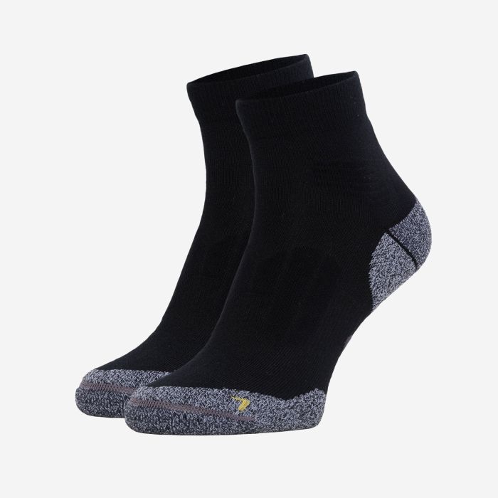 NOMAD anti-tick Coolmax hiking socks 2-pack in black with grey reinforcement at the toe and heel