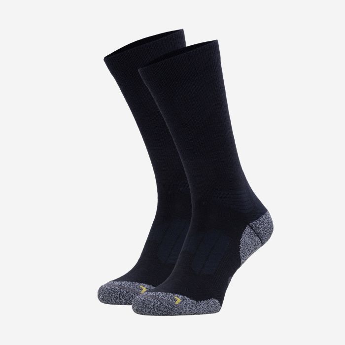 NOMAD anti-tick merino wool hiking socks 2-pack in dark blue with grey reinforced toe and heel