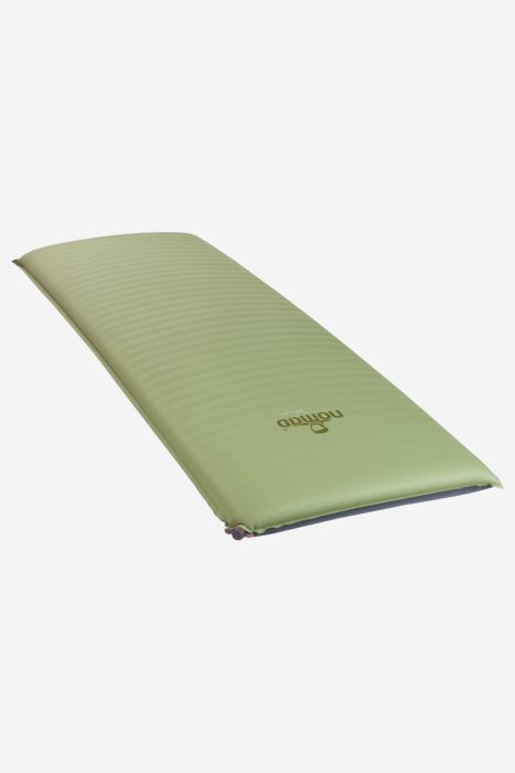 NOMAD Green Ultimate 7.5 sleeping mat with rectangular shape and logo on the top side