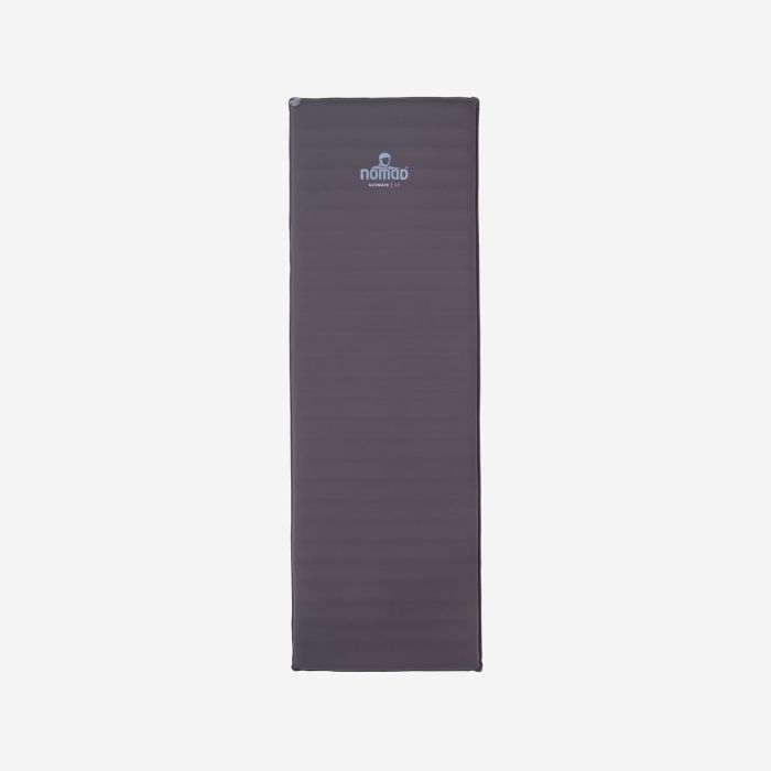 NOMAD Ultimate 5.0 slaapmat in donkergrijs rechthoekig model met logo centraal bovenaan