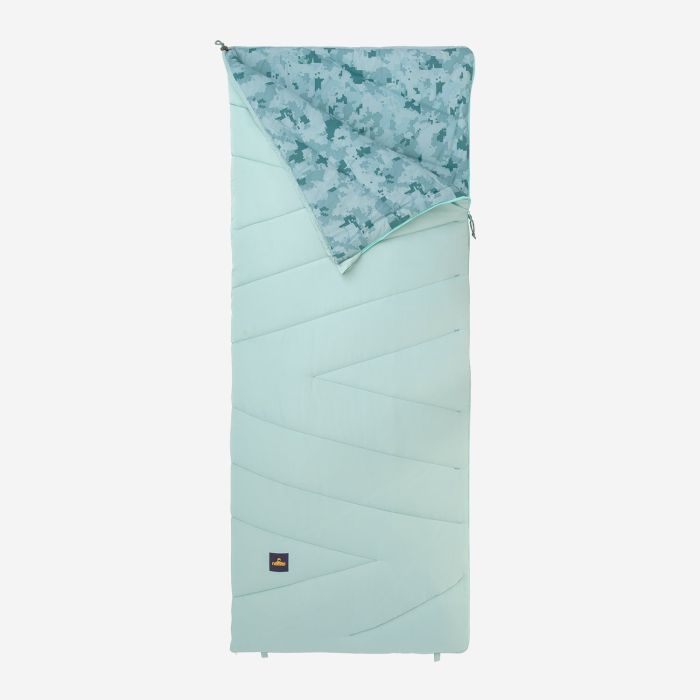 NOMAD Bronco reversible sleeping bag in light blue with a camouflage print on the inside