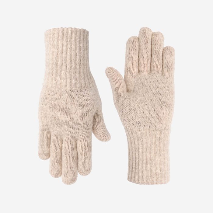 NOMAD Turoa women's beige knitted gloves with ribbed cuffs