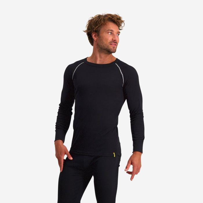 NOMAD lightweight thermal men's long-sleeve top in black with a crew neck.