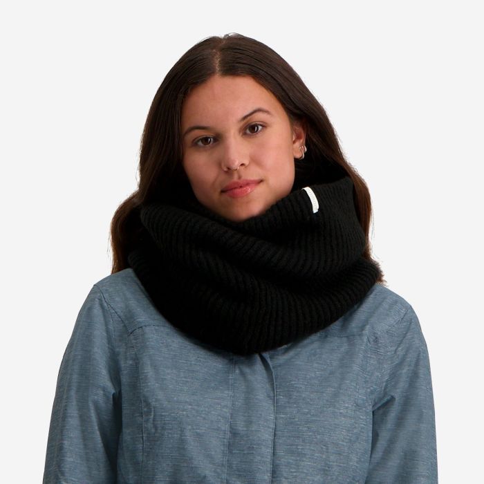 NOMAD Turoa col sjaal voor dames in zwart ribgebreid design rondom de hals
