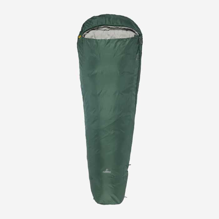 NOMAD Inca Premium 1000 XL mummy sleeping bag in trekking green with a hood and light grey lining
