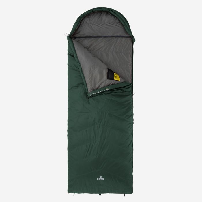 NOMAD Taurus Comfort 550 dark green sleeping bag with hood and zip-open top