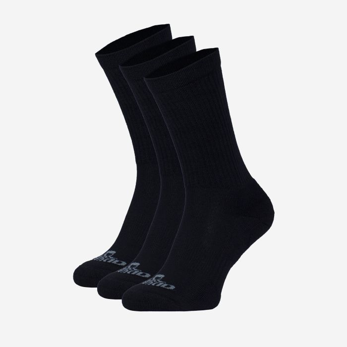 NOMAD zwarte wandelsokken 3-pack met ribbelstructuur en logo op de tenen