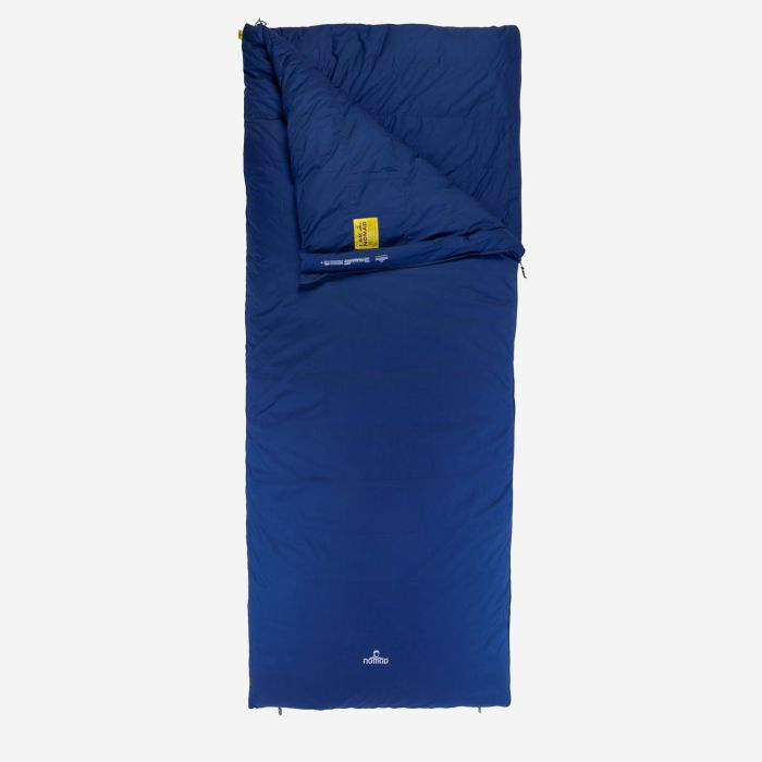 NOMAD Blazer Down XL sleeping bag in navy, rectangular model with a zippered top.